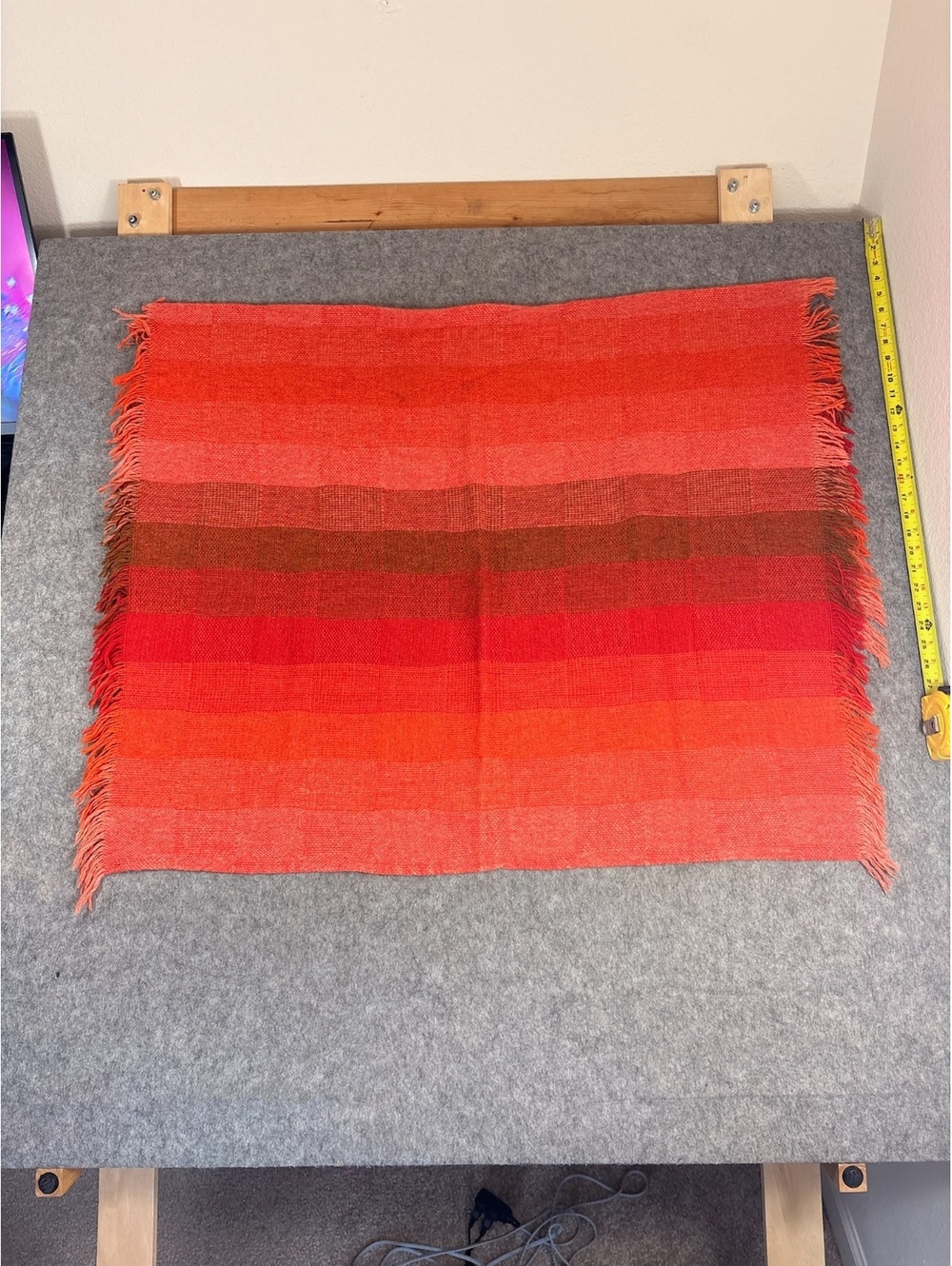 Avoca Handweavers wool Red striped fringed scarf